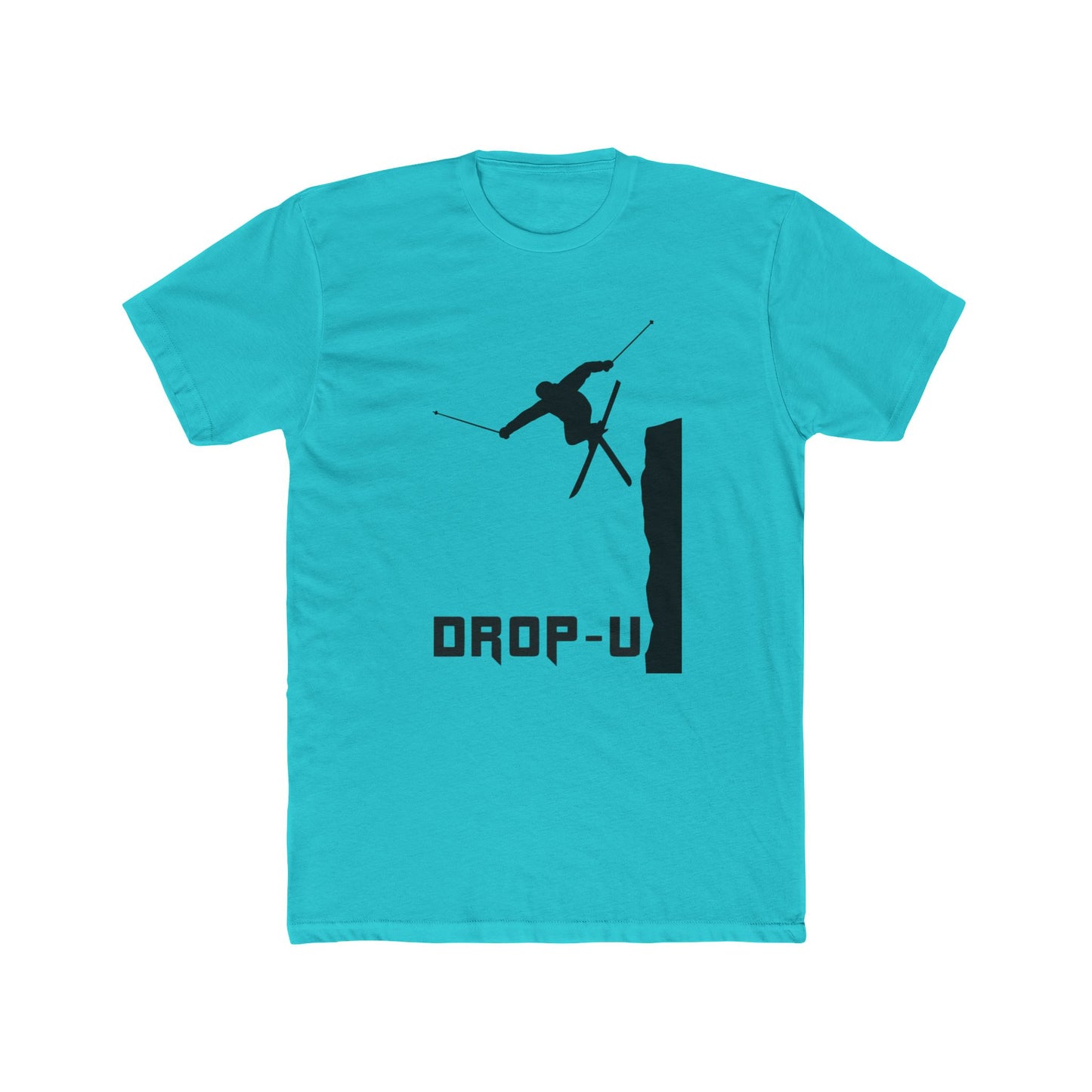 Unisex Cotton Crew Tee with Drop-U Ski Design, Adventure Tee, Outdoor Sports Shirt, Skiing Enthusiast