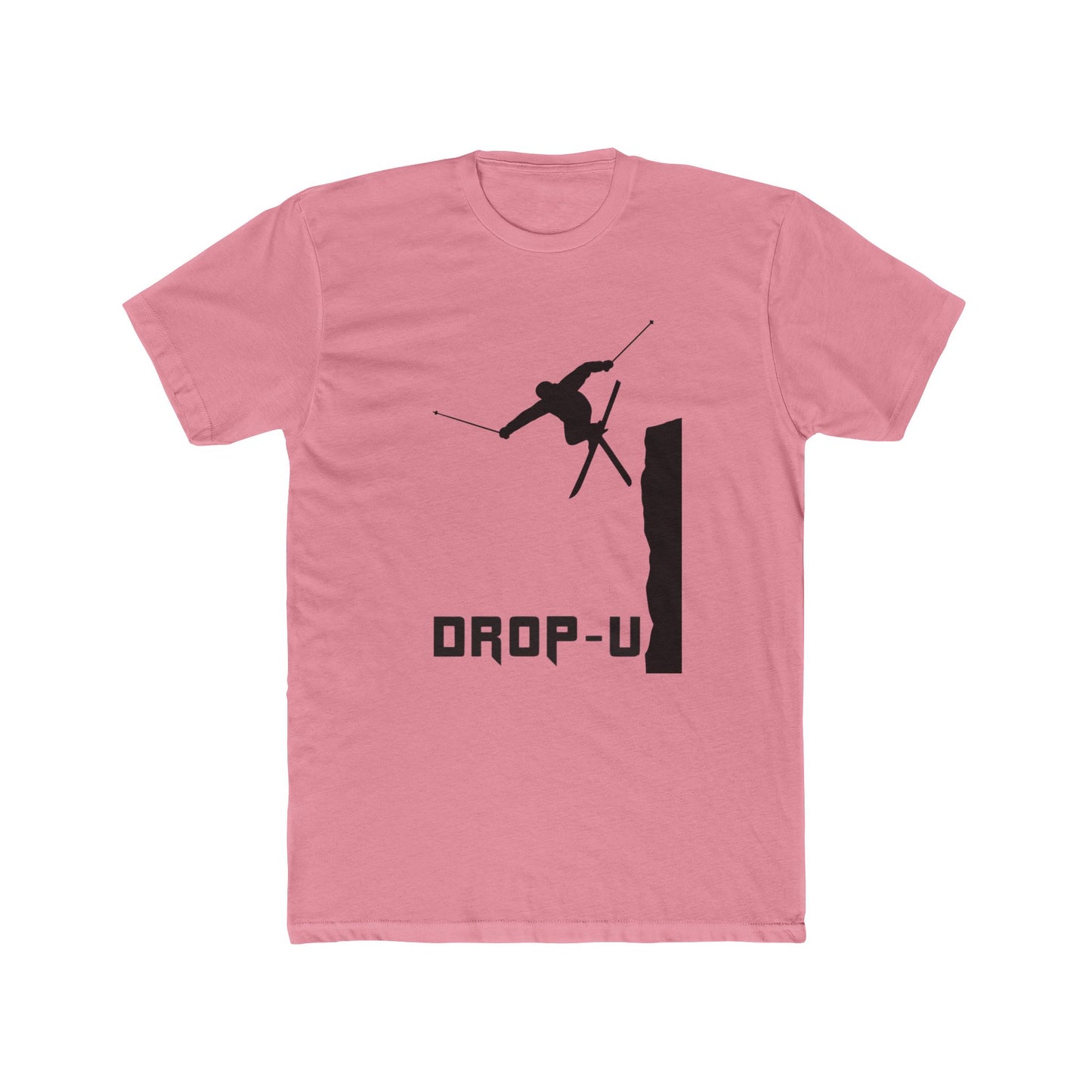 Unisex Cotton Crew Tee with Drop-U Ski Design, Adventure Tee, Outdoor Sports Shirt, Skiing Enthusiast