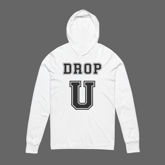 DROP U University Unisex Hooded Long Sleeve Tee